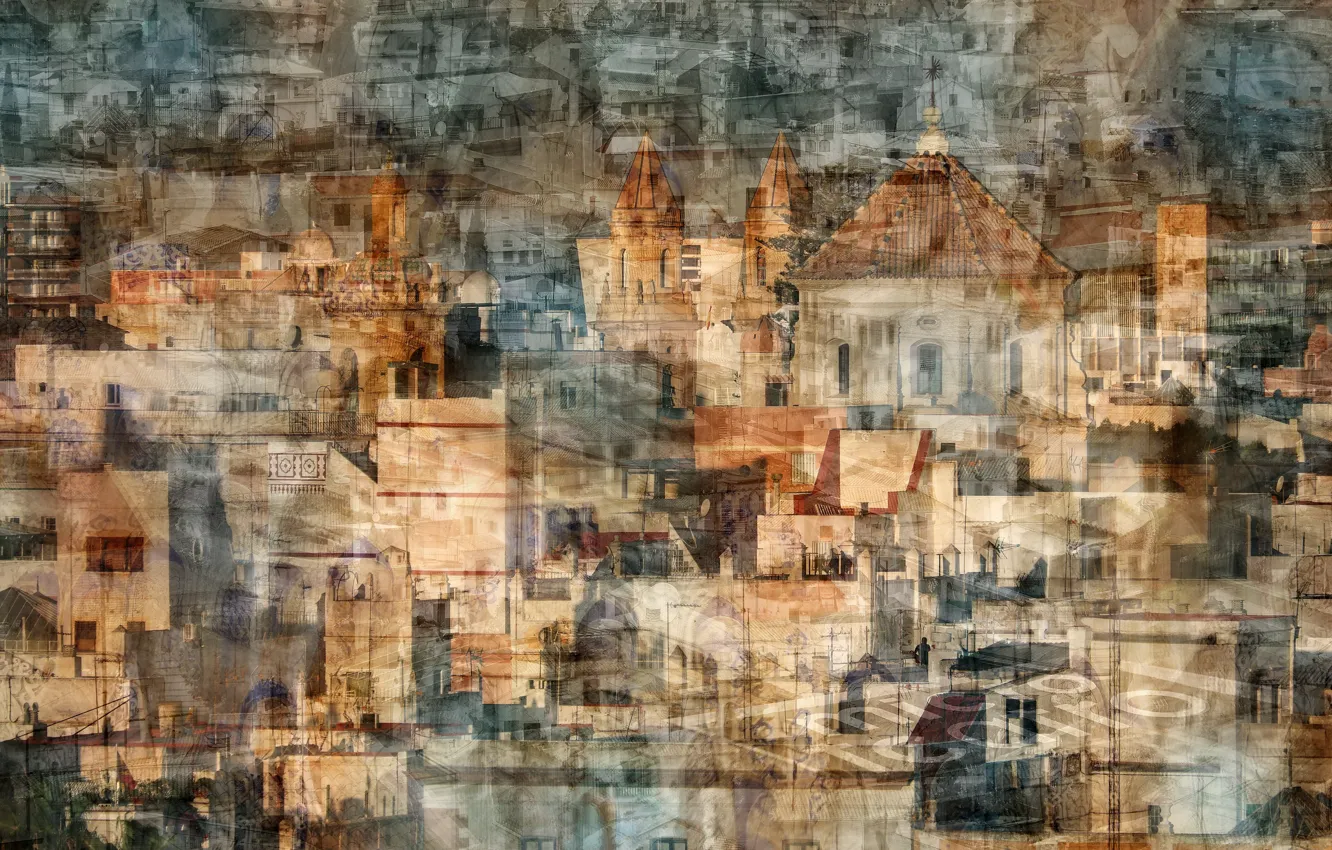 Photo wallpaper the city, background, art