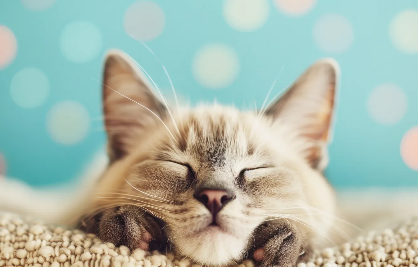 Photo wallpaper cat, cat, sleep, legs, blanket, sleeping, lies, kitty