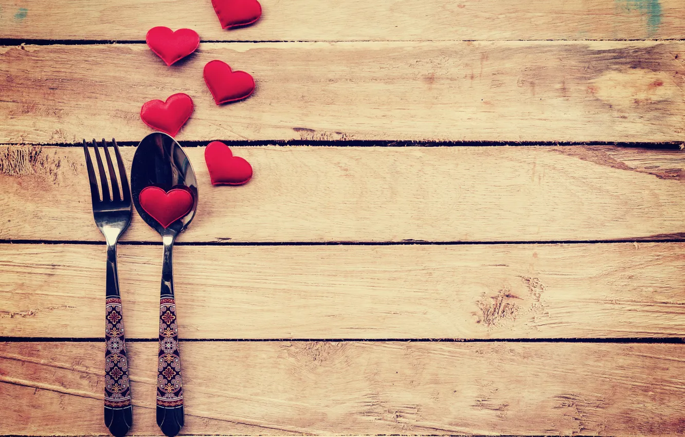 Photo wallpaper love, heart, spoon, hearts, love, plug, heart, wood