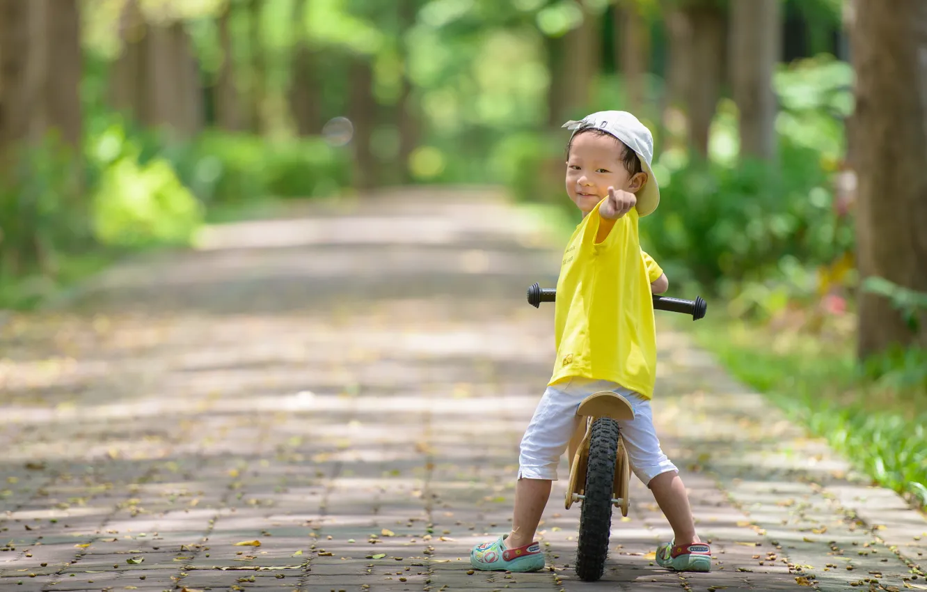 Photo wallpaper bike, mood, boy