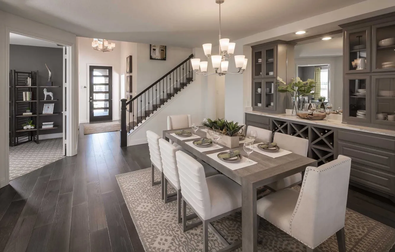 Photo wallpaper design, style, Villa, interior, ladder, dining room