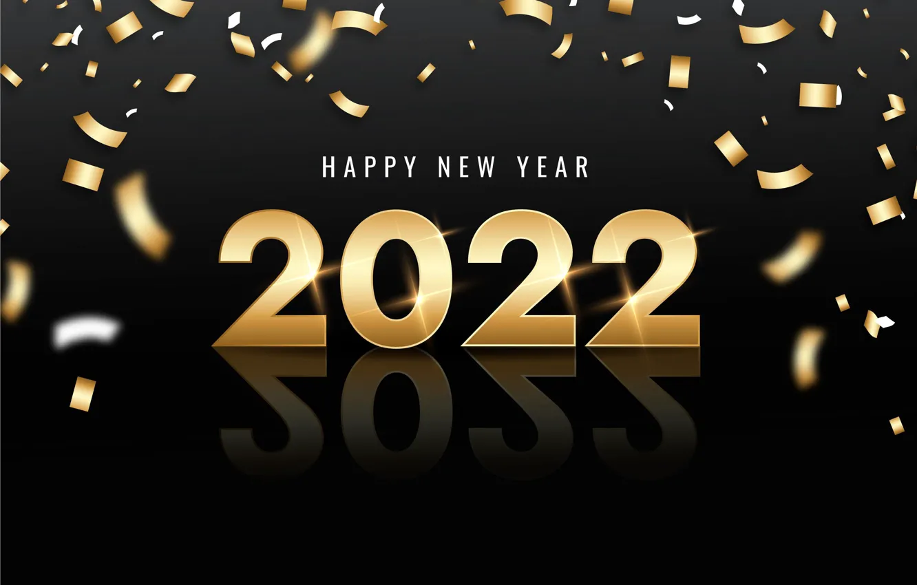 Photo wallpaper gold, new year, figures, golden, black background, New Year, luxury, decoration