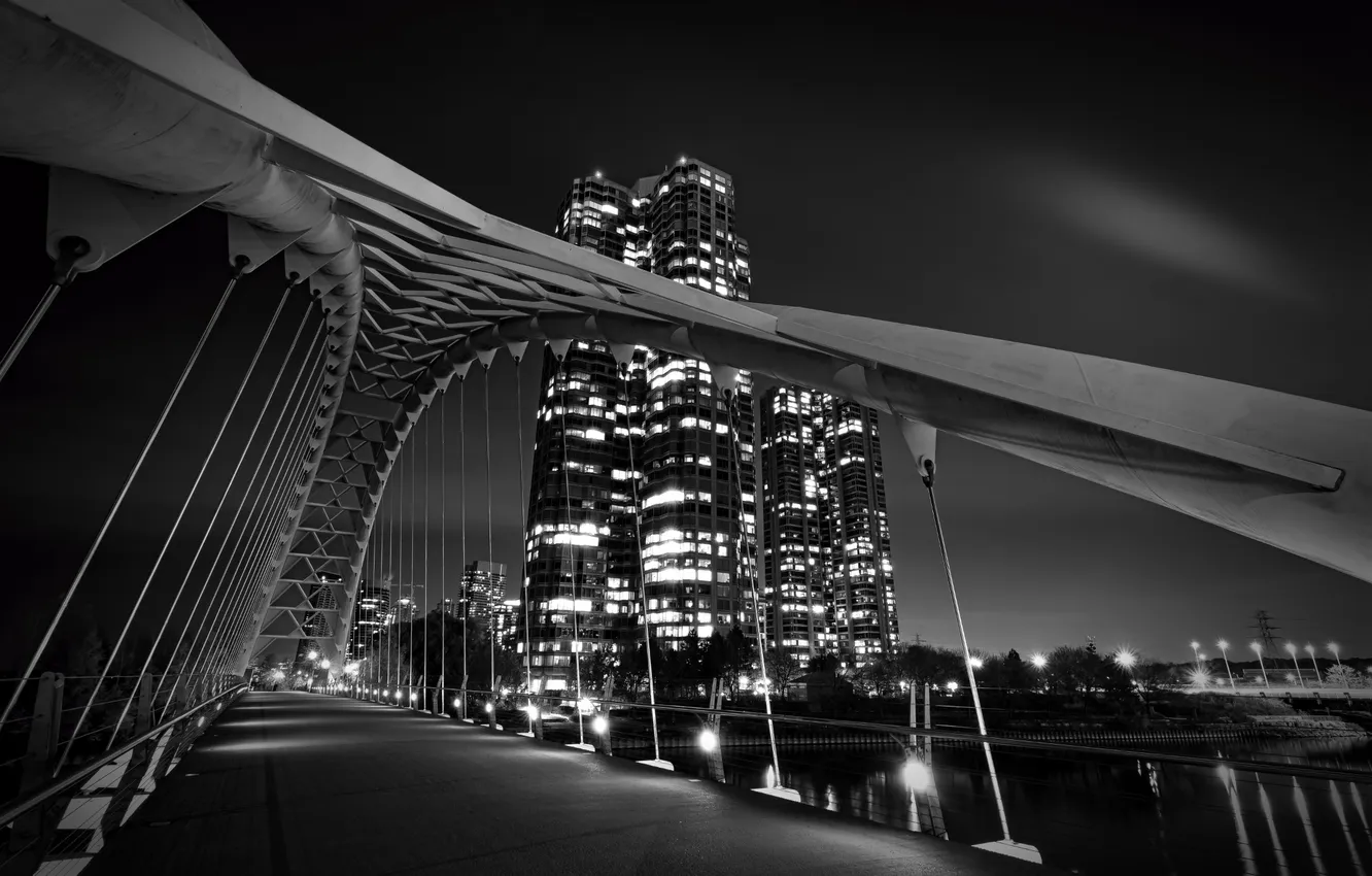 Photo wallpaper night, bridge, the city, lights, bridge, night, Ontario, Toronto