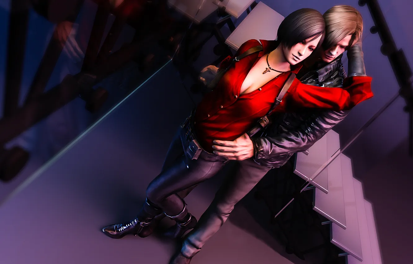 Photo wallpaper fanart, Resident Evil 6, Leon Scott Kennedy, Ada Wong, Biohazard 6
