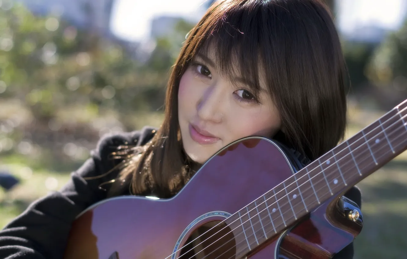 Photo wallpaper girl, music, guitar