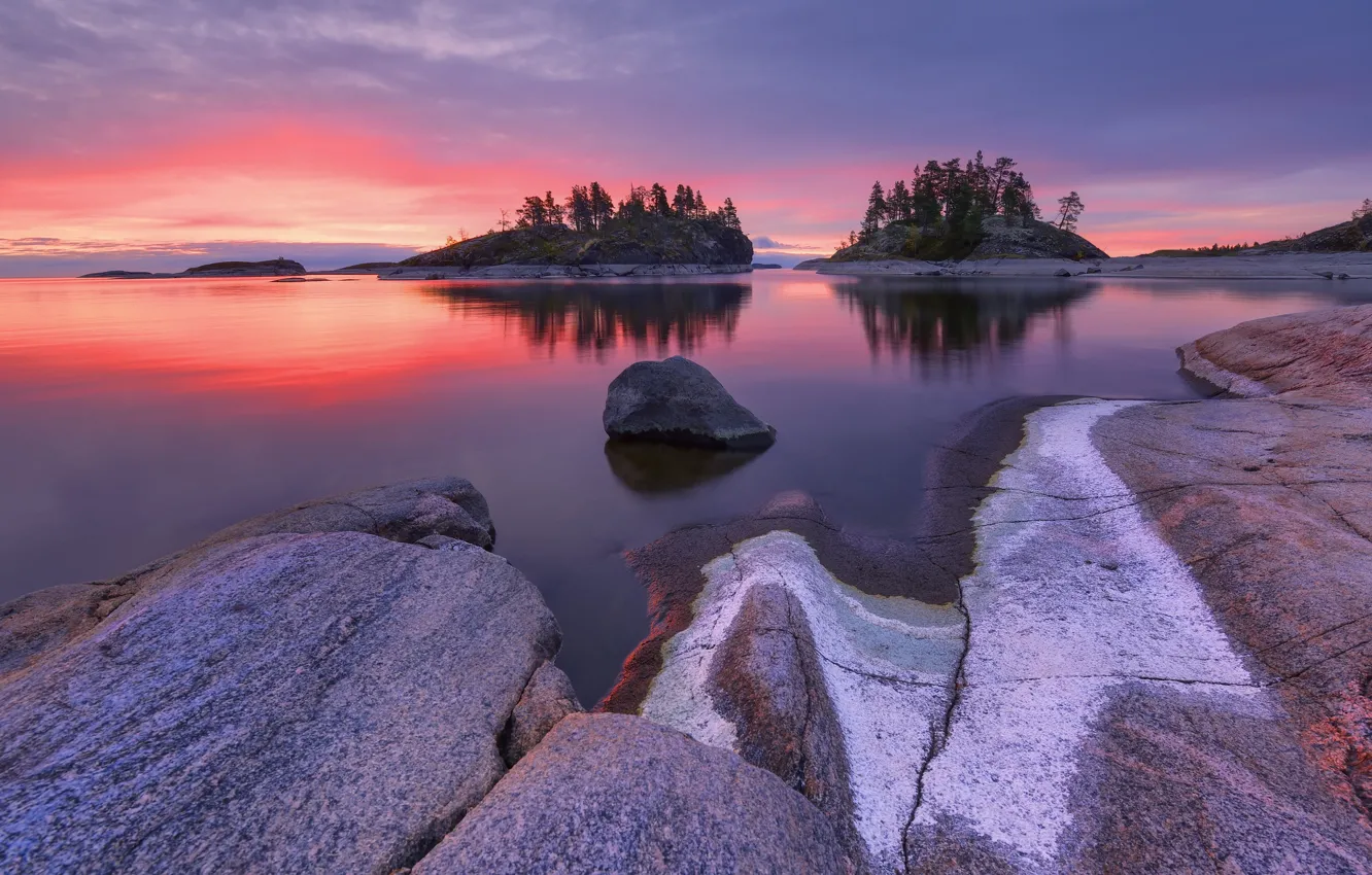Photo wallpaper sunset, lake, Russia, Lake Ladoga, Ladoga, Maxim Evdokimov