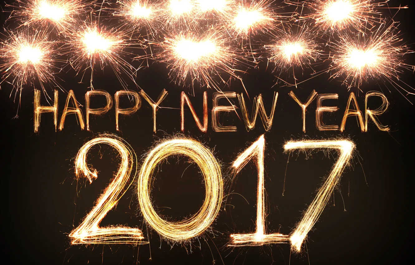 Photo wallpaper new year, new year, happy, fireworks, 2017