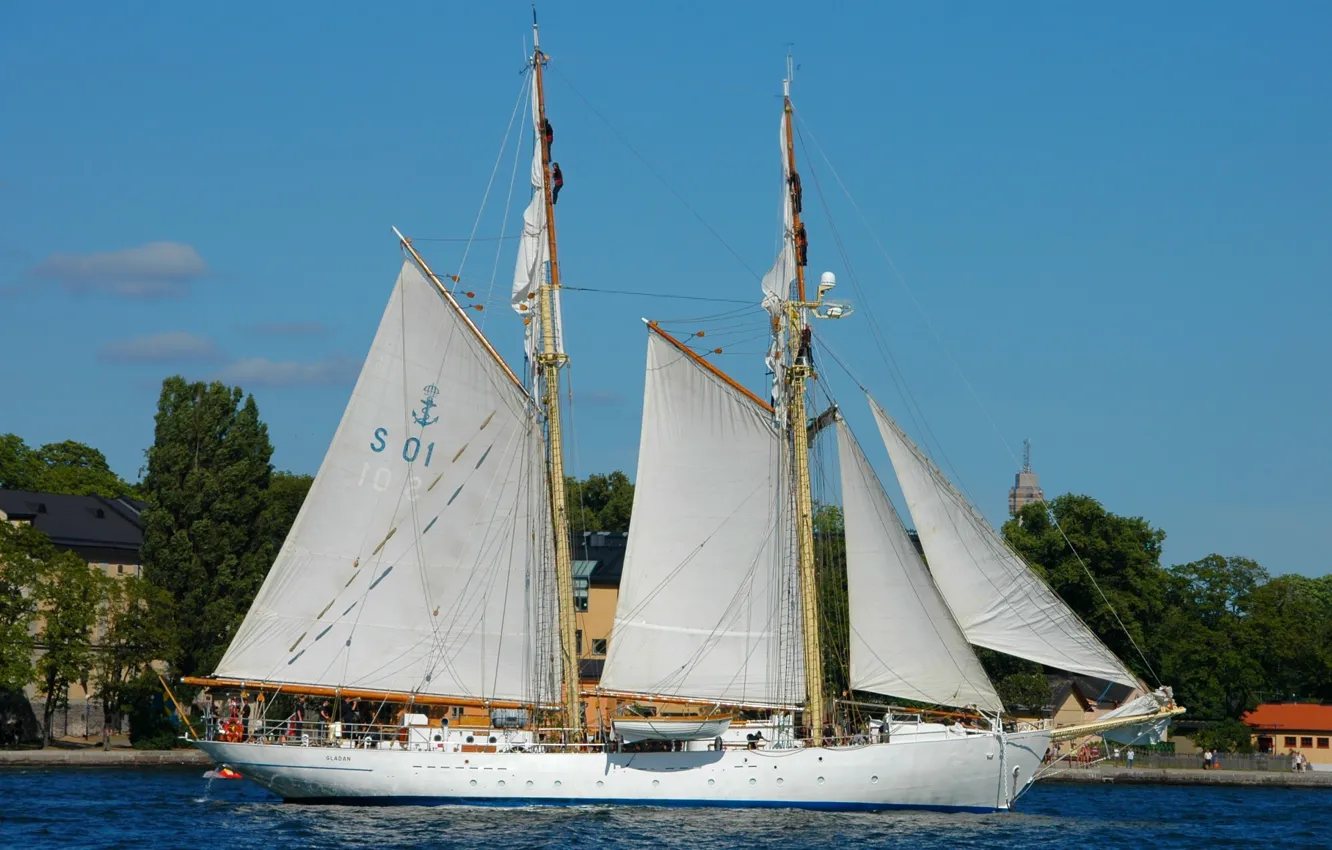 Photo wallpaper wave, ship, sailing