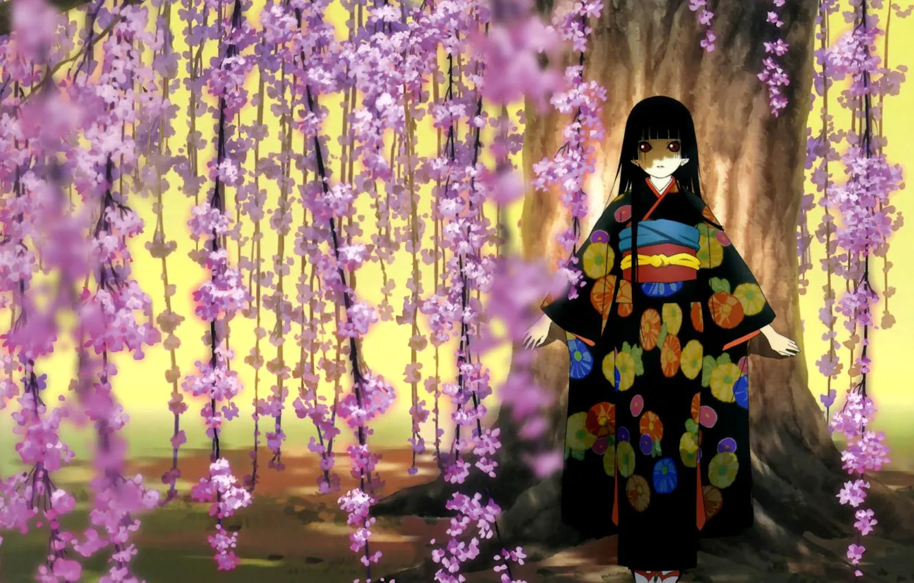 Photo wallpaper Sakura, girl, kimono