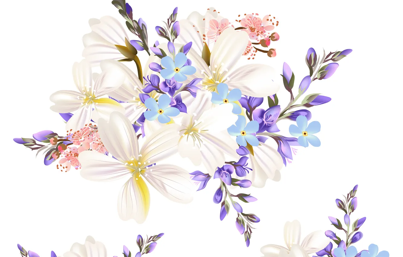 Photo wallpaper white, flowers, background, texture