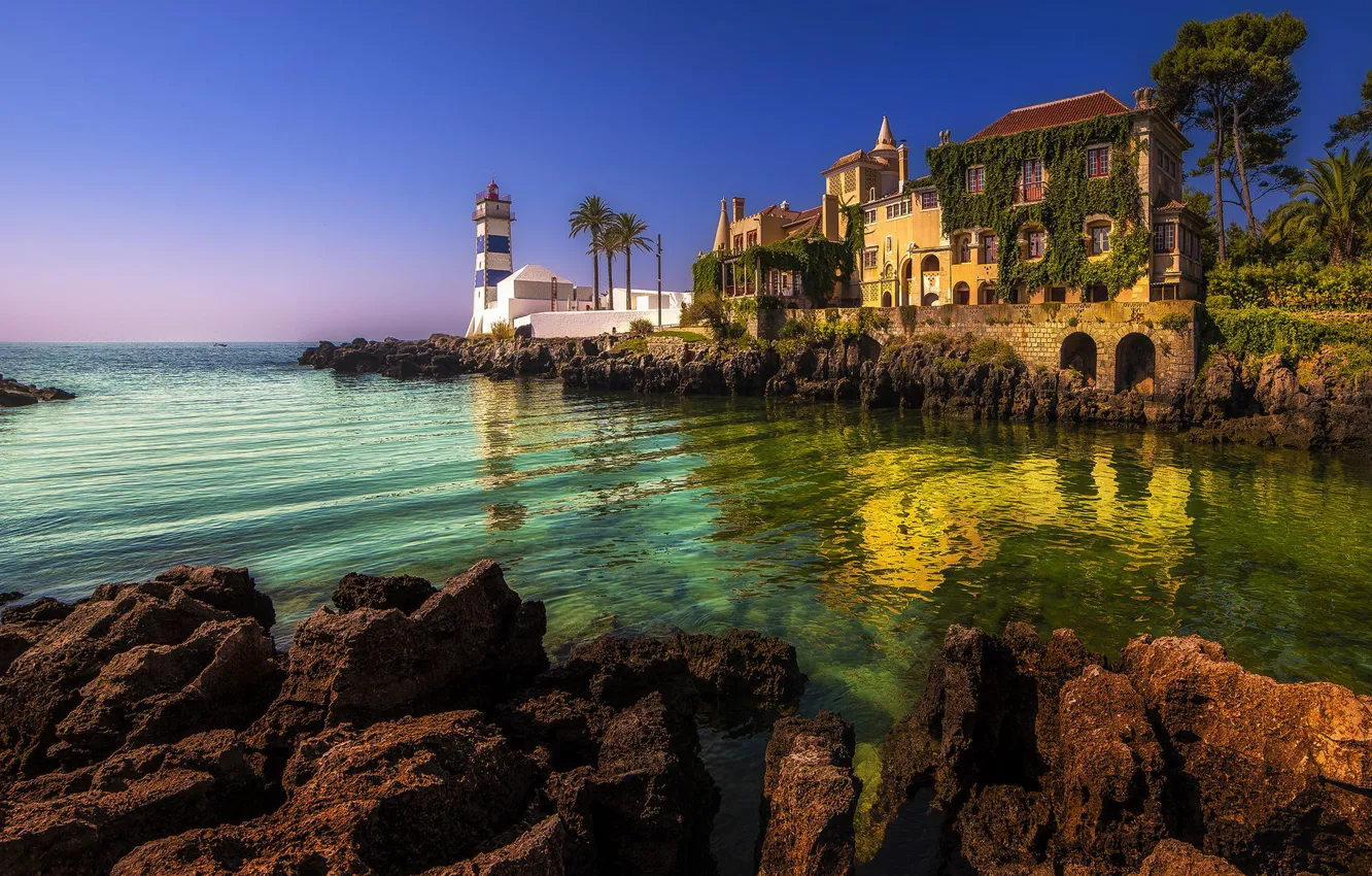 Photo wallpaper sea, summer, Villa, lighthouse, Bay