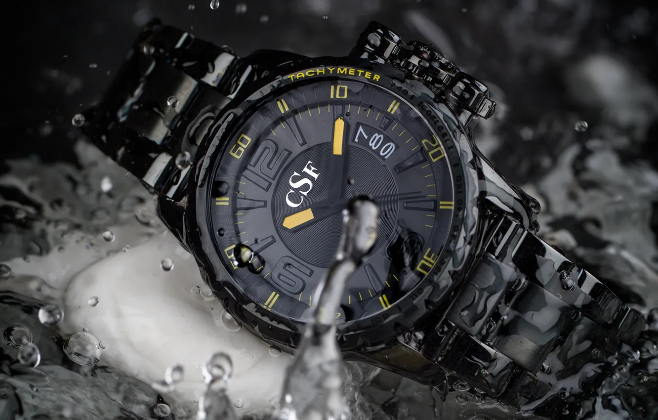 Photo wallpaper yellow, watch, water clock