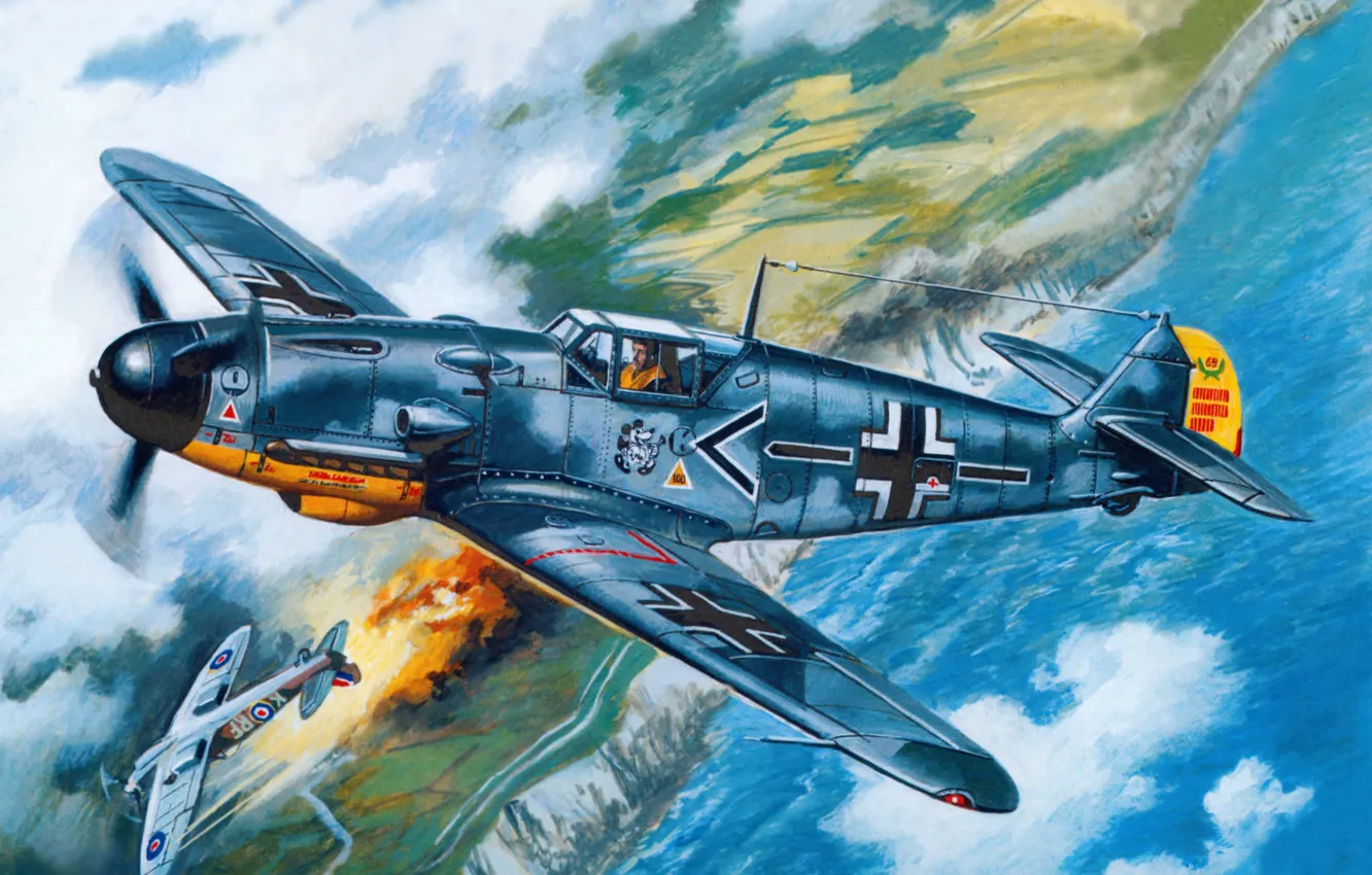 Photo wallpaper the sky, water, earth, shore, figure, fighter, battle, art