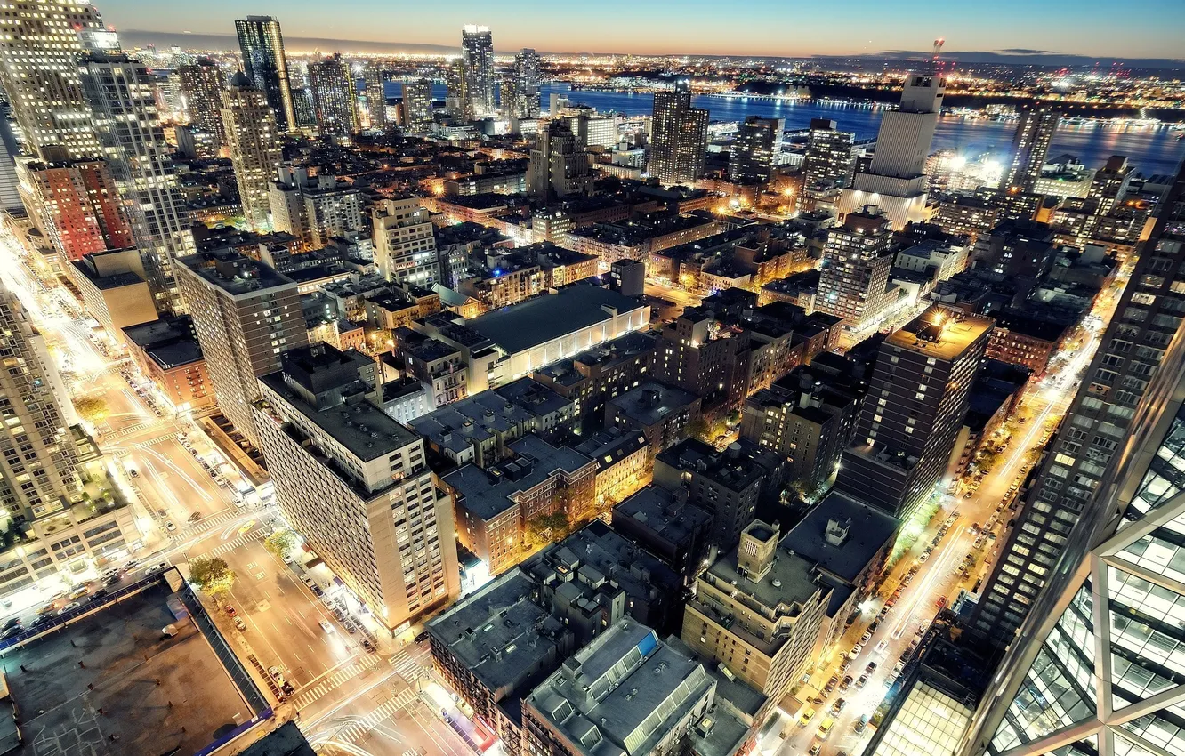 Photo wallpaper night, lights, New York, USA, night, New York, Manhattan, NYC