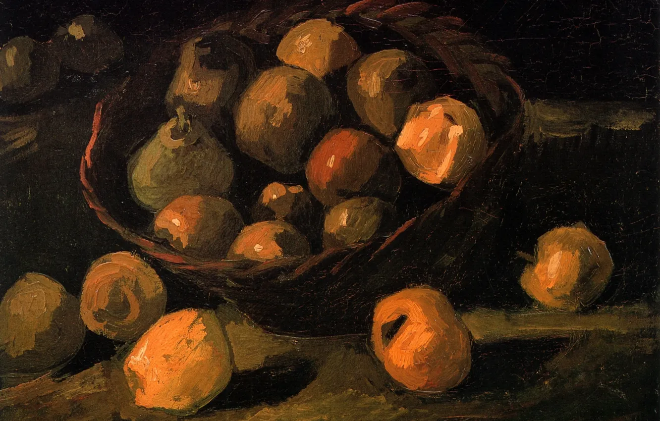 Photo wallpaper basket, apples, pear, Vincent van Gogh, Basket of Apples