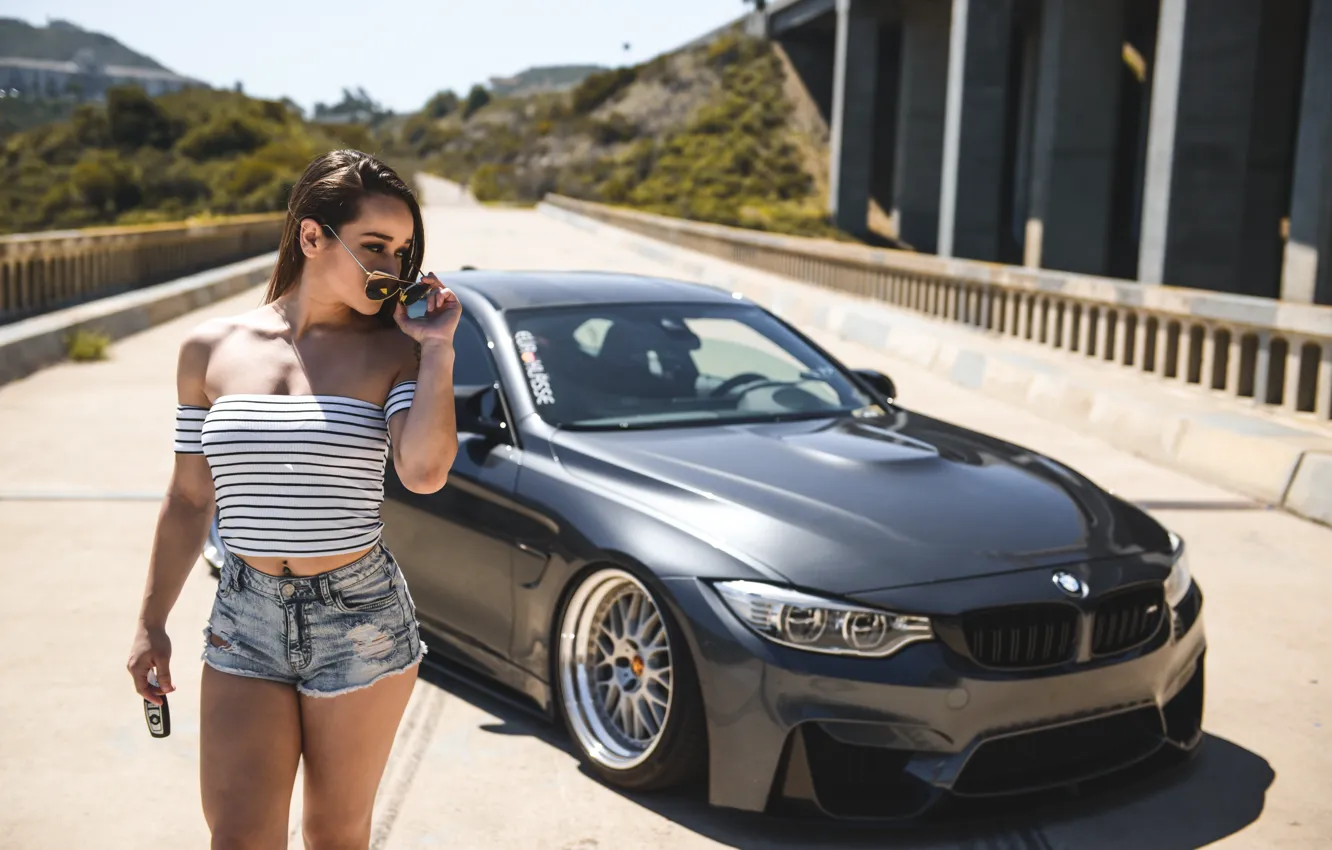 Photo wallpaper BMW, Girl, F82, Denim shorts