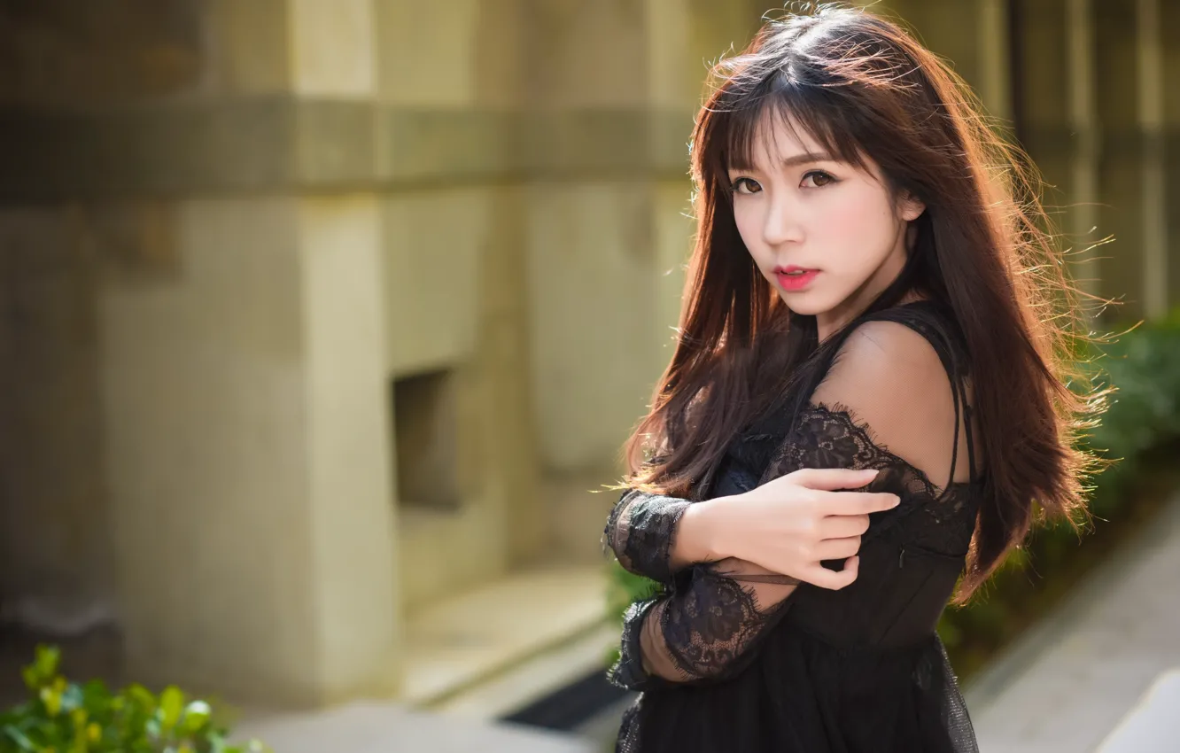 Photo wallpaper look, girl, hair, Asian