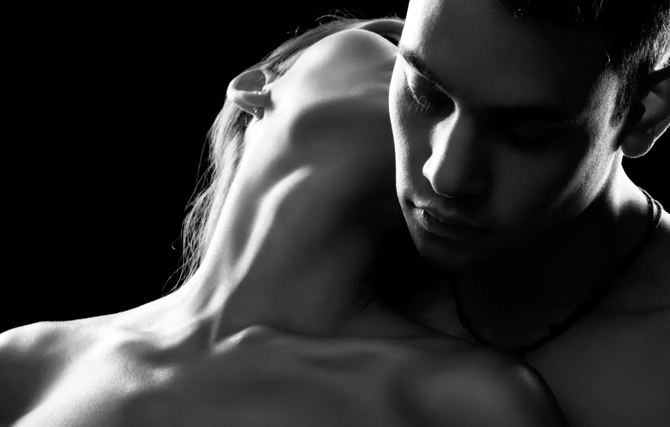 Photo wallpaper girl, photo, black and white, male, lovers