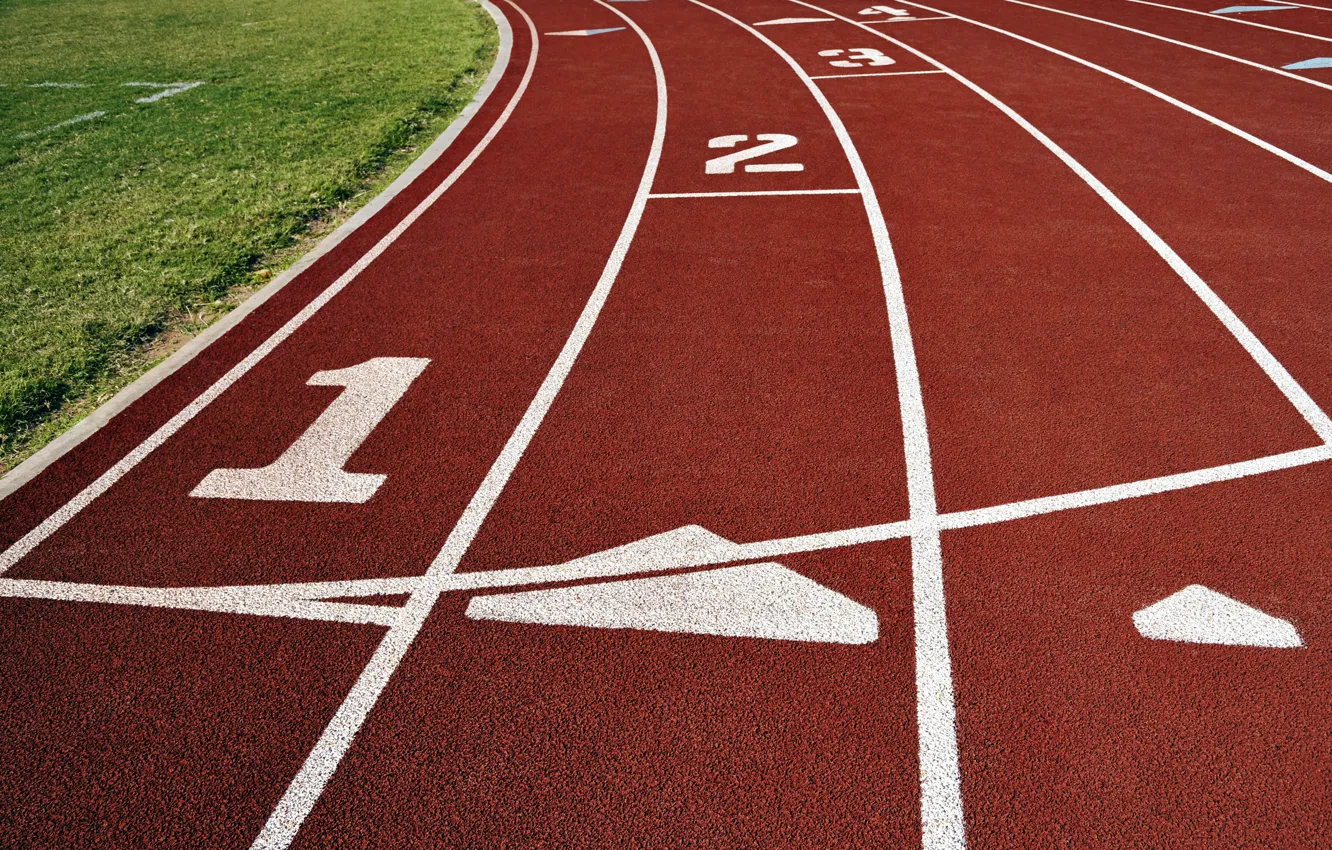 Photo wallpaper grass, line, sport, running, treadmill, the race, places