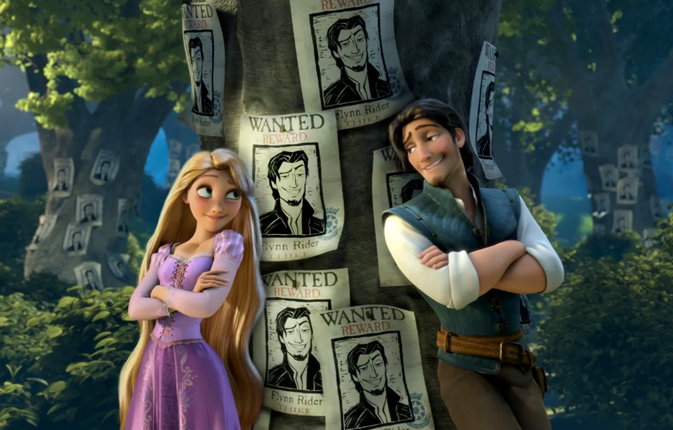 Photo wallpaper forest, hair, Rapunzel, Princess, the robber, ads, Tangled, Complicated story