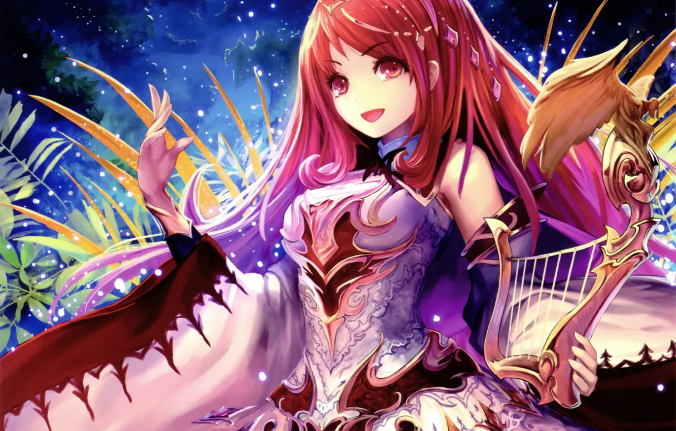 Photo wallpaper the sky, girl, clouds, night, the moon, anime, art, tachikawa mushimaro