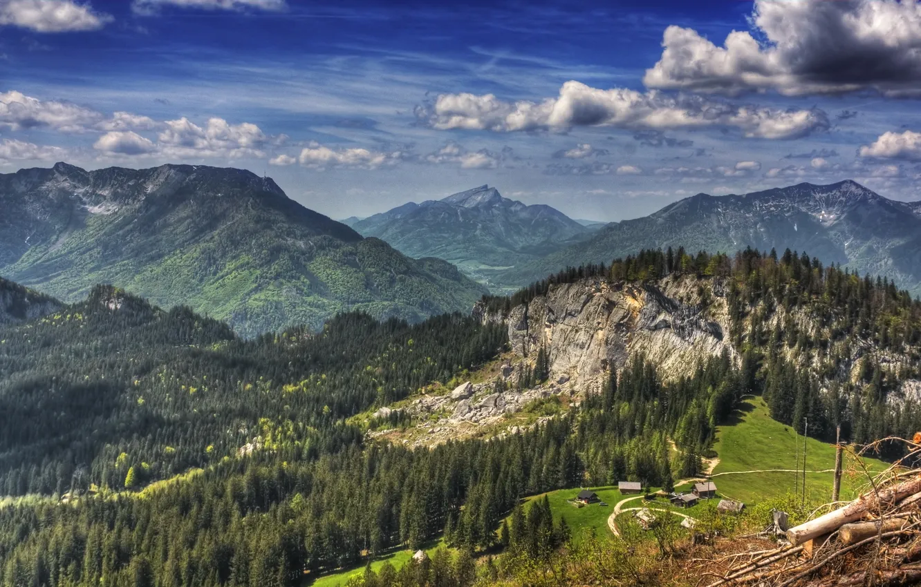 Photo wallpaper forest, the sky, landscape, mountains, nature, HDR, Austria, Goisern