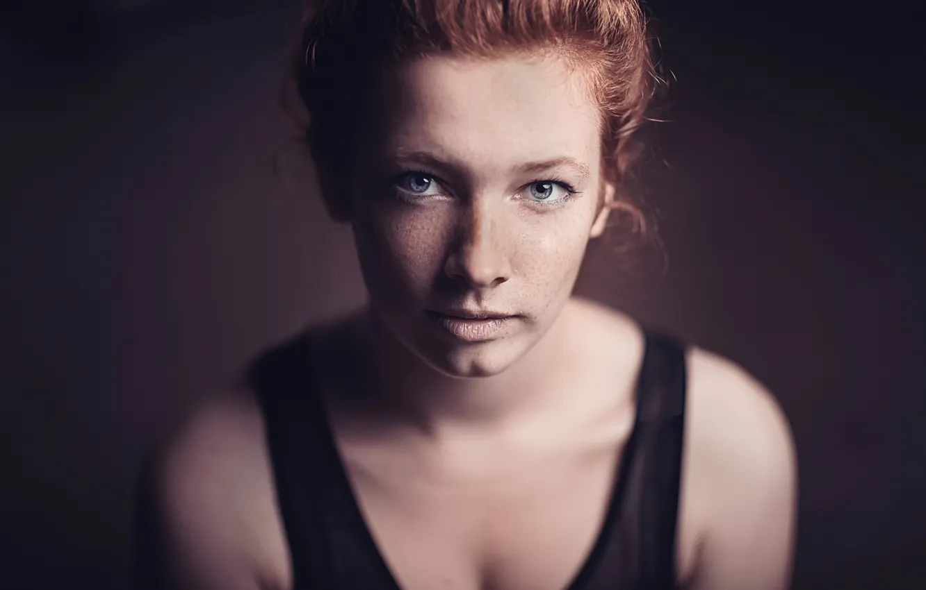 Photo wallpaper look, portrait, freckles, redhead
