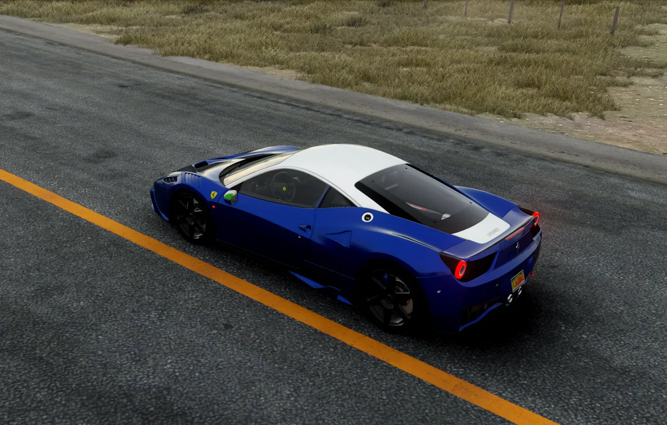 Photo wallpaper car, Ferrari, game, 458, tuning, art, blue and white