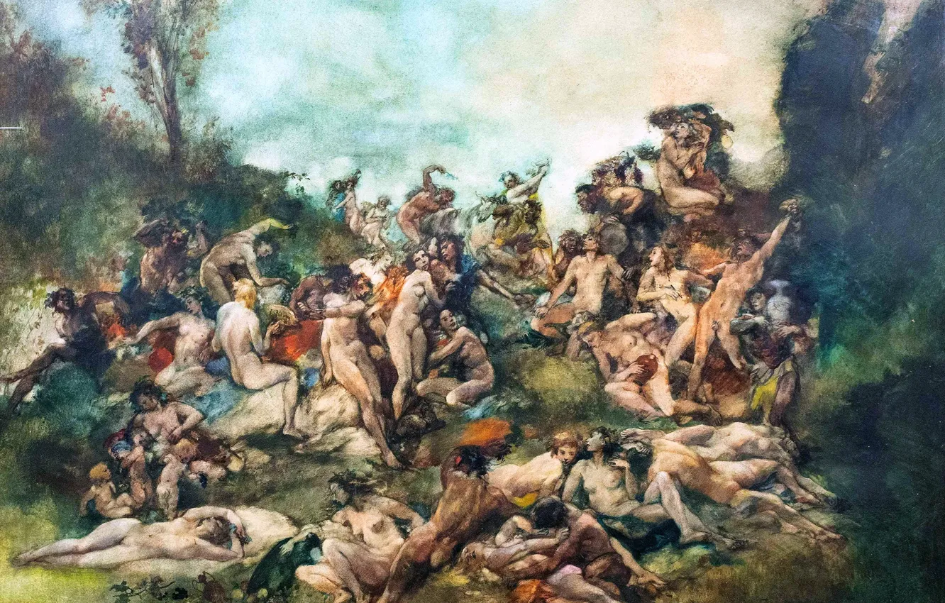 Photo wallpaper naked, people, picture, naked, Austrian painter, Oscar Larsen, Oskar Larsen