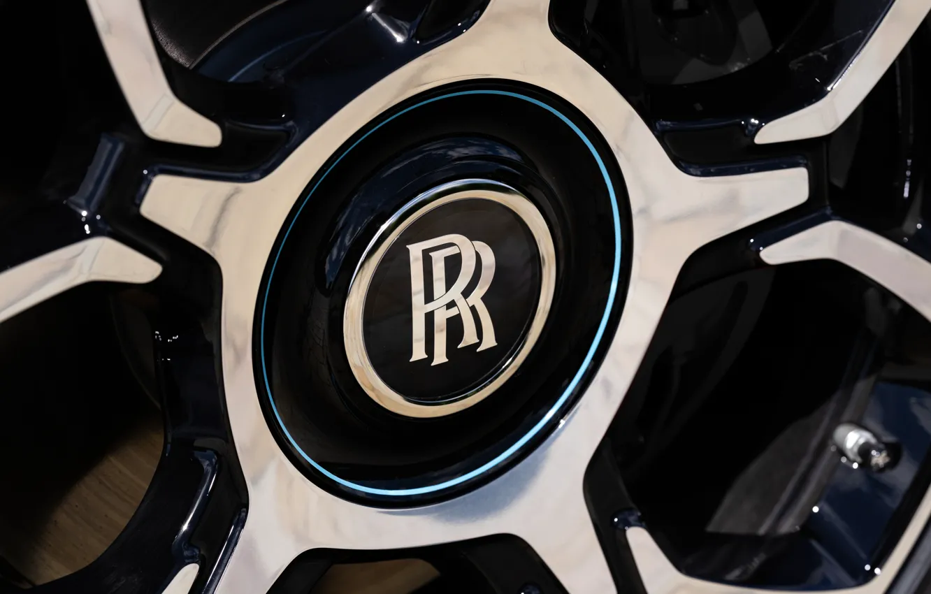 Photo wallpaper Rolls-Royce, logo, wheel, Cullinan, Rolls-Royce Cullinan Black Badge