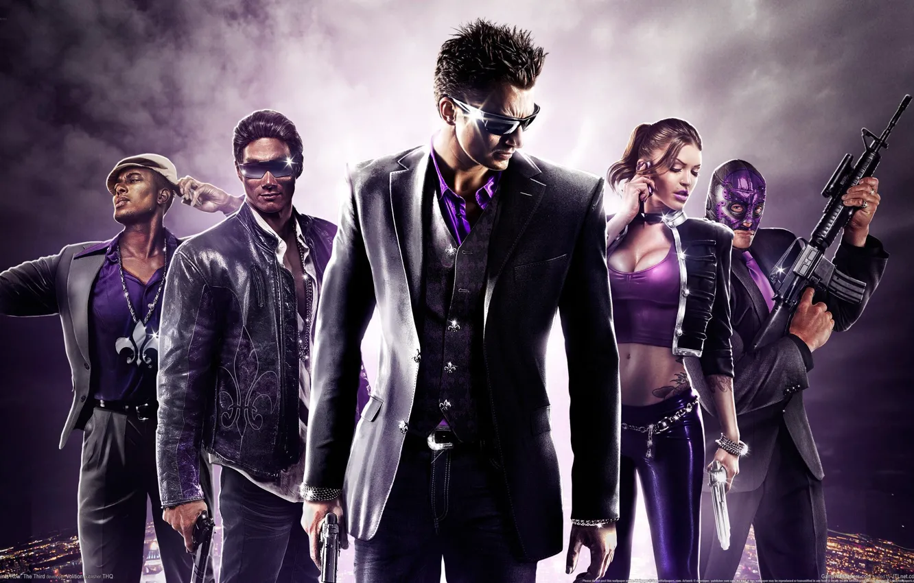 Photo wallpaper girl, weapons, man, the third, Saints Row