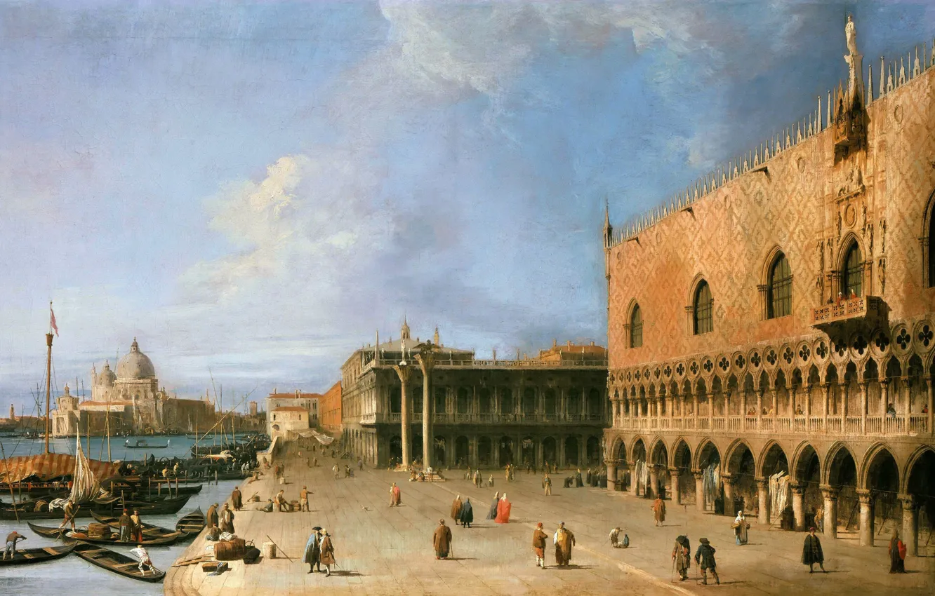 Photo wallpaper picture, the urban landscape, Canaletto, Molo at the Palace of the Doges in Venice, Giovanni …