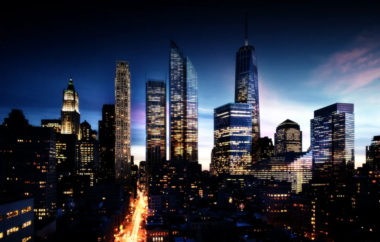 Photo wallpaper the sky, night, the city, civilization, neboskreby