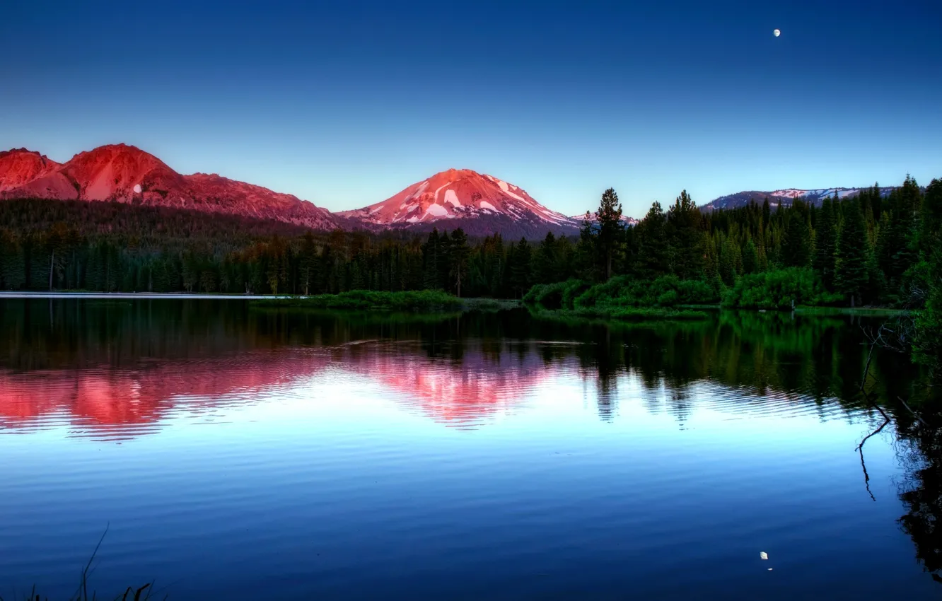 Photo wallpaper forest, mountains, nature, lake