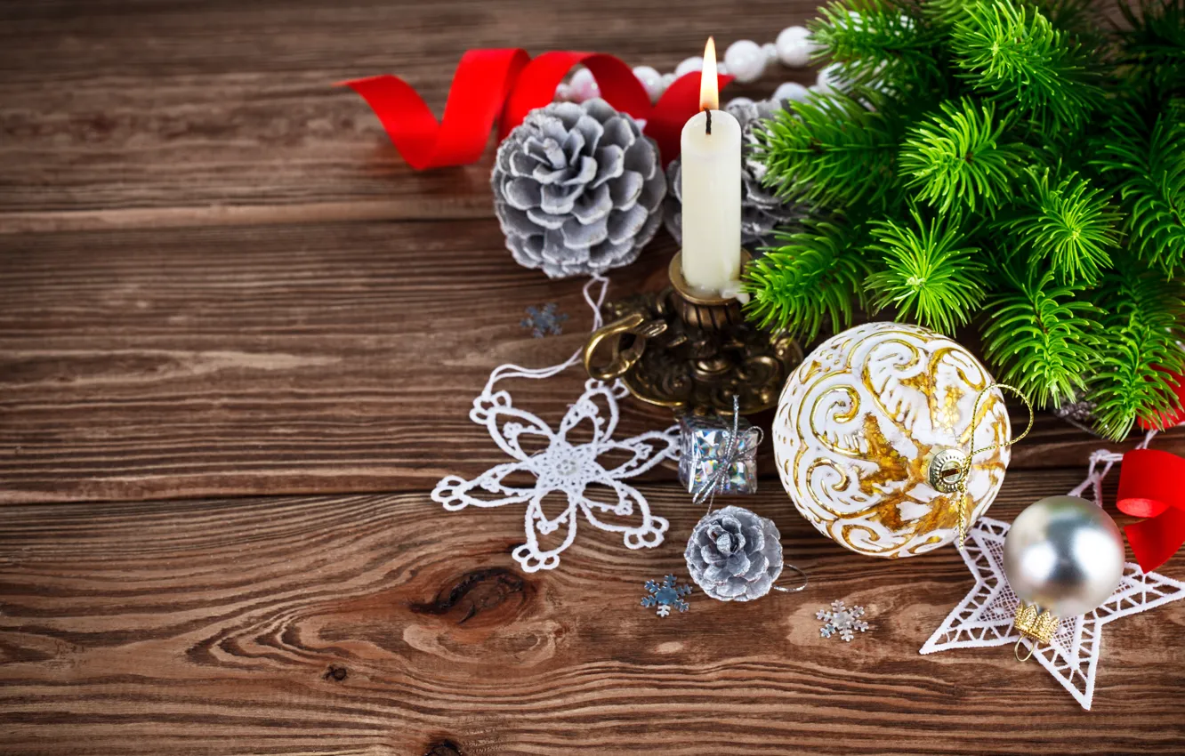 Photo wallpaper decoration, balls, tree, New Year, Christmas, Christmas, wood, decoration