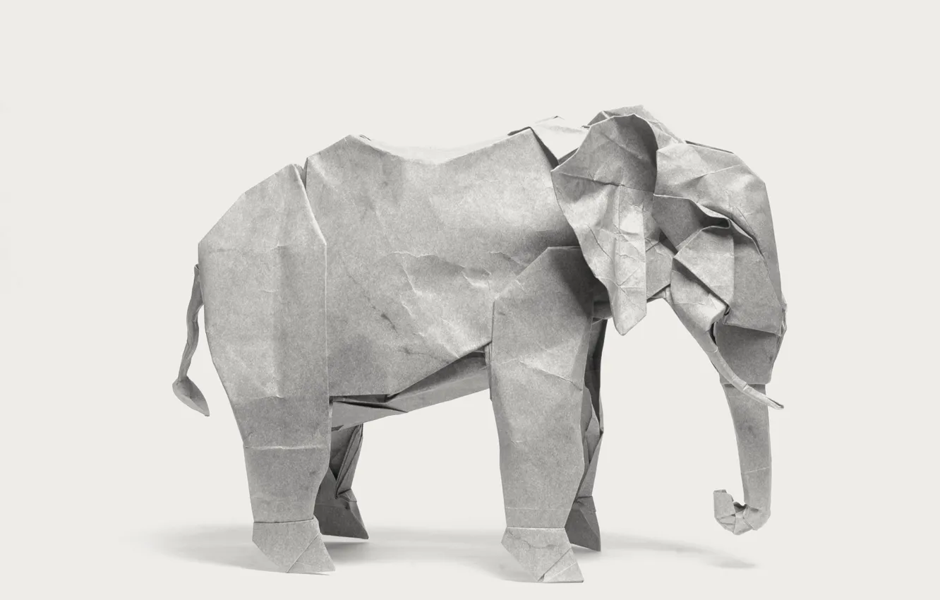 Photo wallpaper paper, elephant, origami