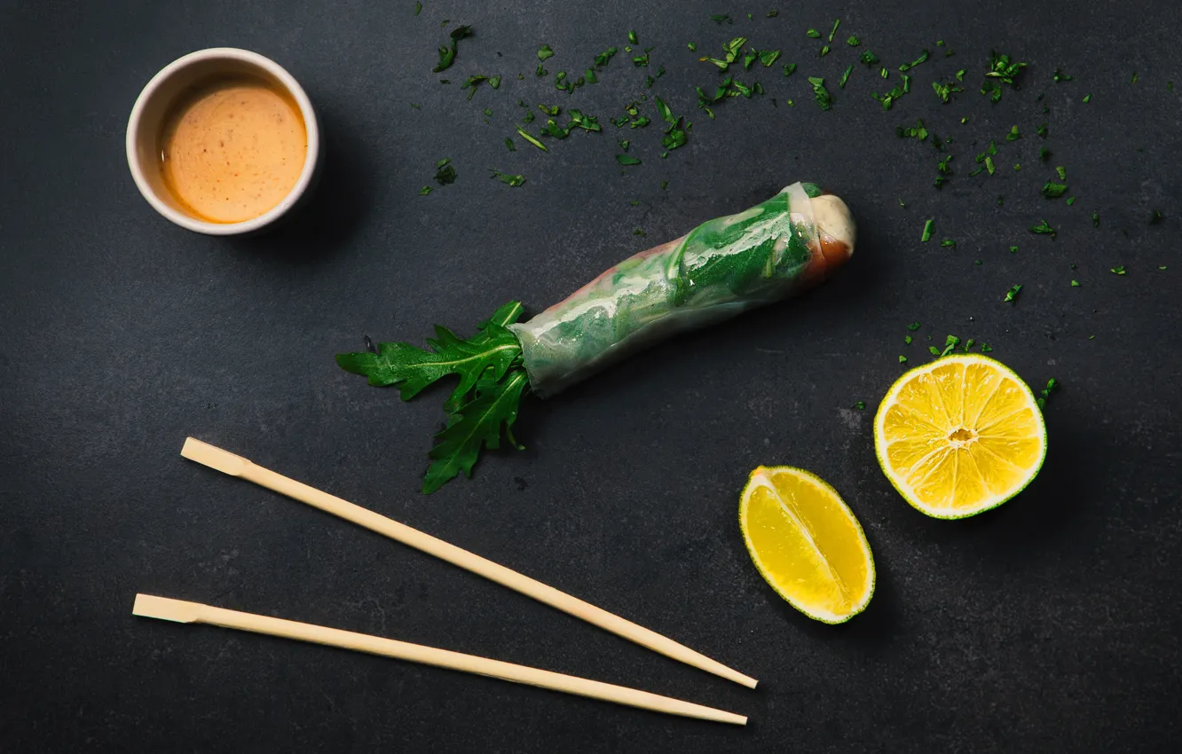 Photo wallpaper greens, table, green, lemon, sticks, package, lemon, fon