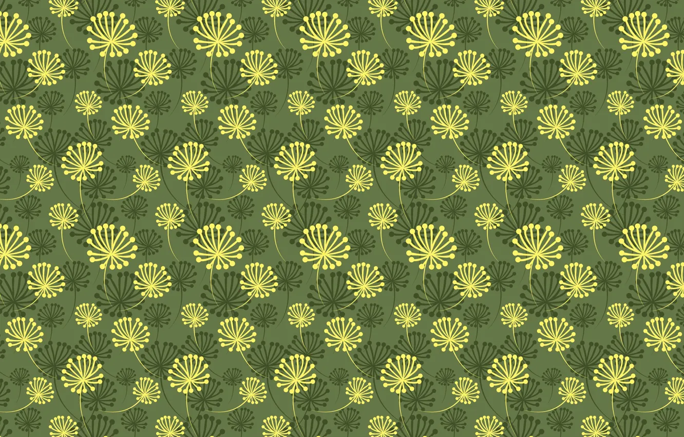 Photo wallpaper flowers, green, pattern