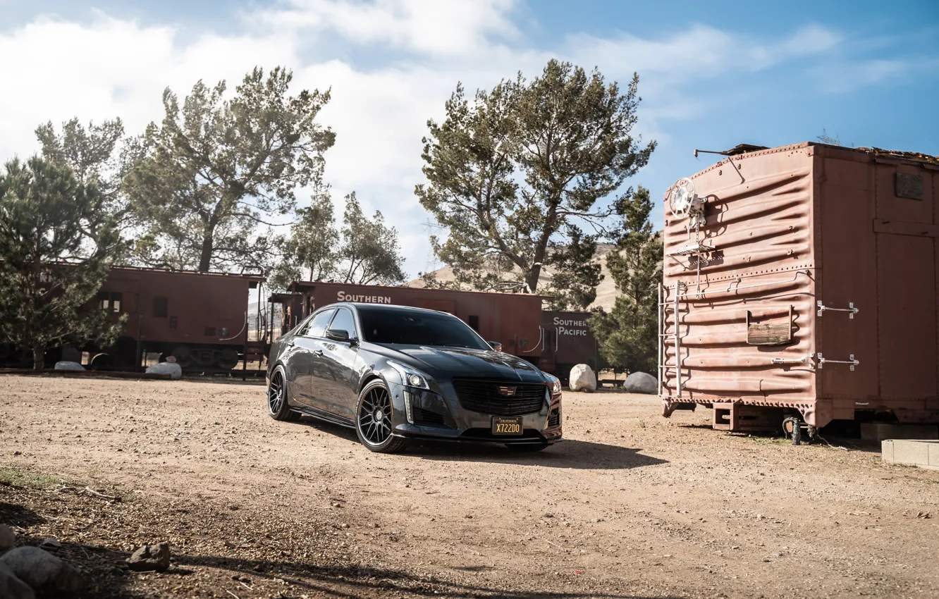 Photo wallpaper sky, cadillac, cts-v, satin black