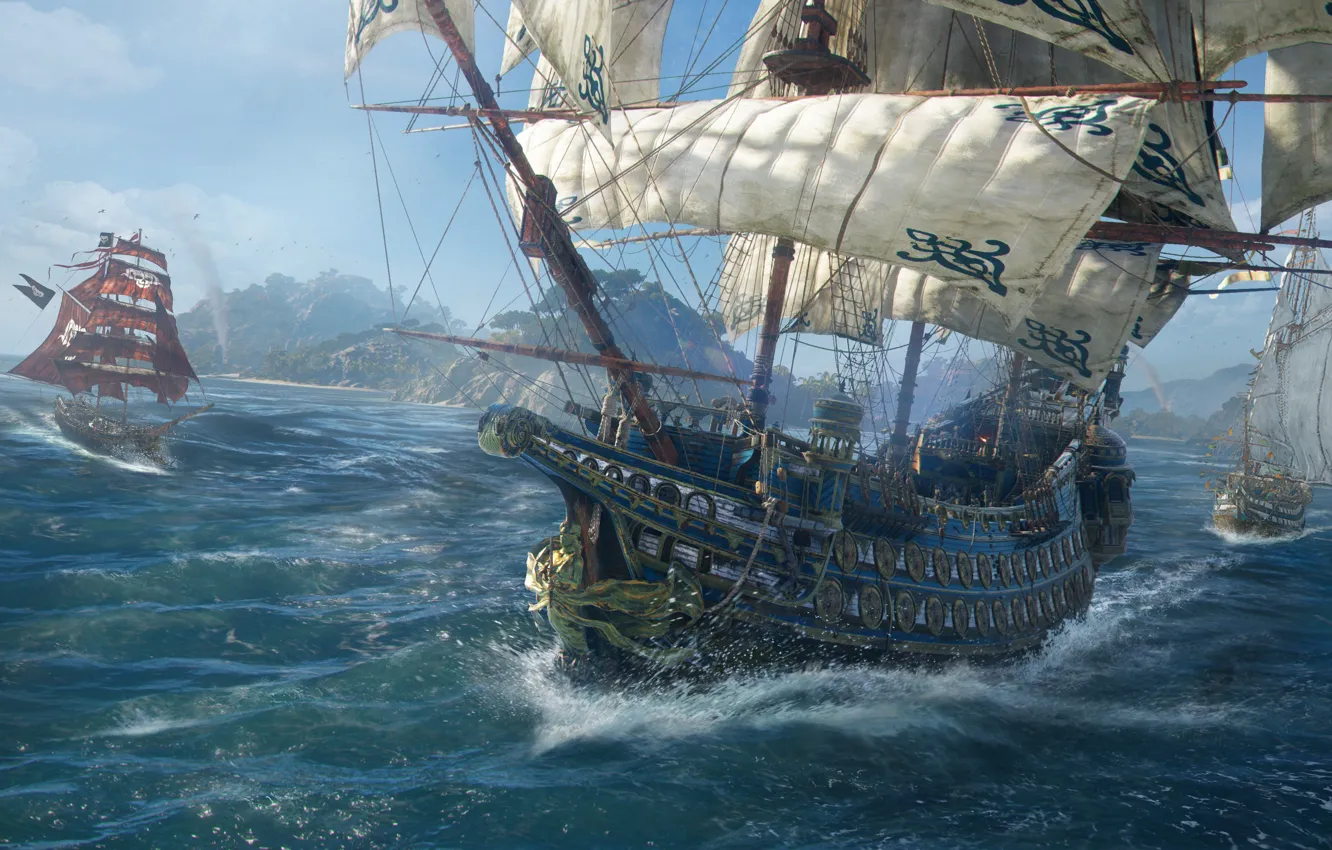 Photo wallpaper sea, the game, ship, island, game, screenshot, Skull and bones, Skull & Bones