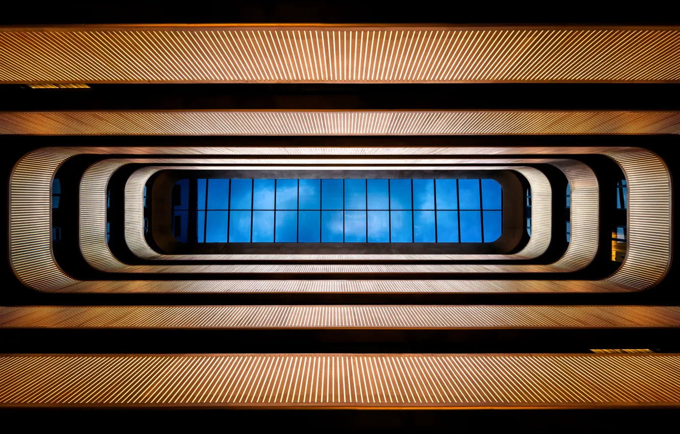 Photo wallpaper window, floors, window to the sky