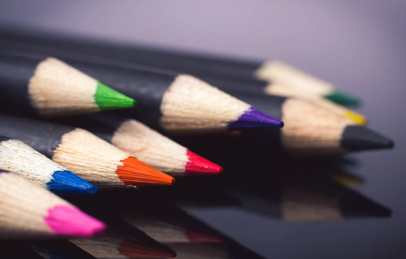 Photo wallpaper macro, color, pencils