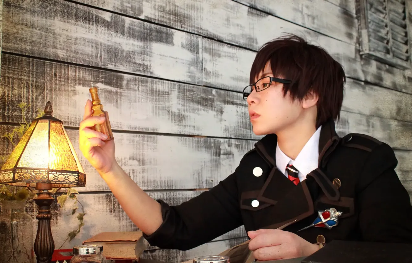 Photo wallpaper table, cosplay, guy, Blue exorcist, bubbles