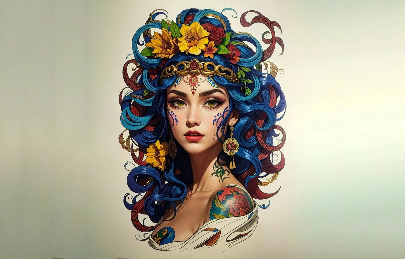 Photo wallpaper girl, background, portrait