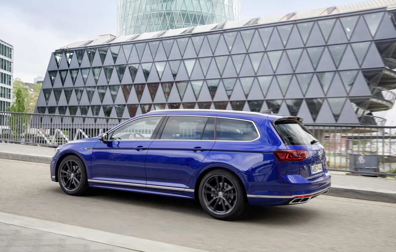 Photo wallpaper blue, street, Volkswagen, universal, Passat, R-Line, Variant, 2019