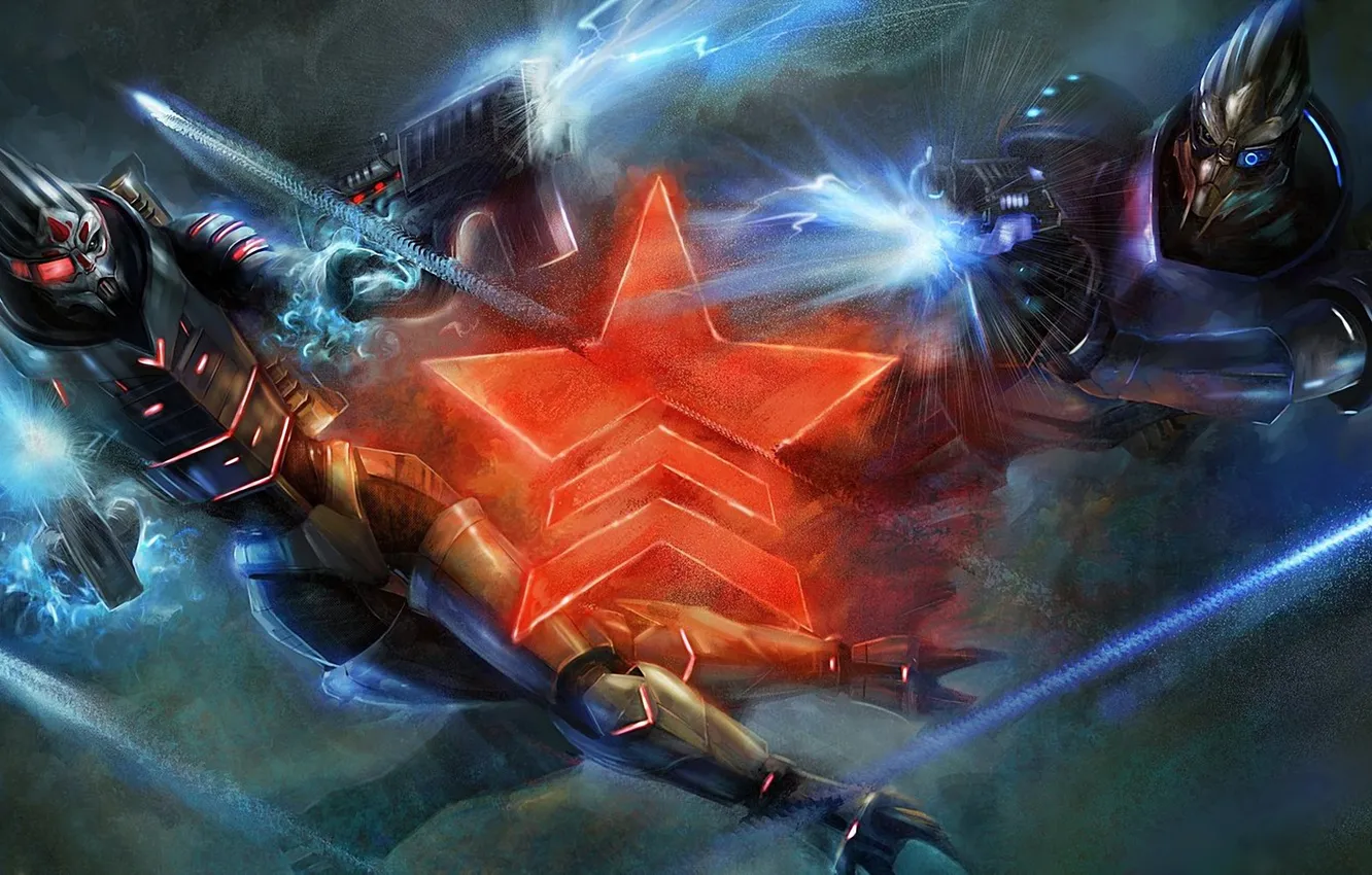 Photo wallpaper weapons, shot, symbol, mass effect, turians, Renegade