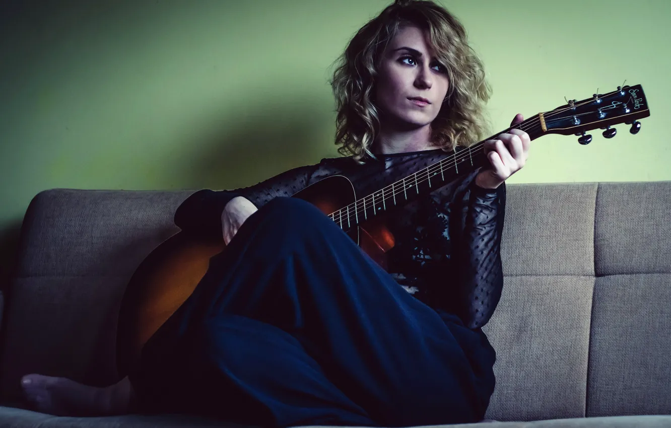 Photo wallpaper girl, music, guitar