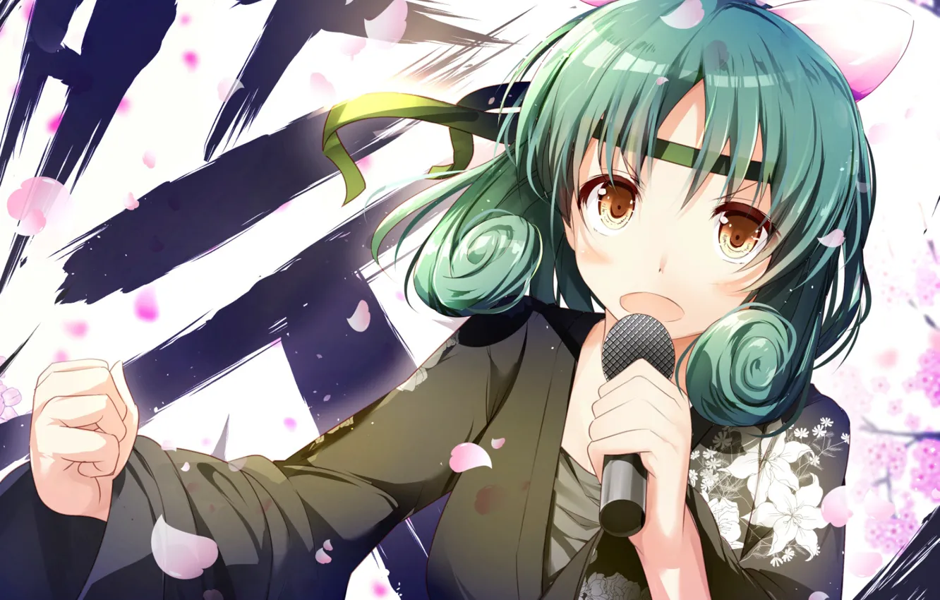 Photo wallpaper girl, microphone, singer