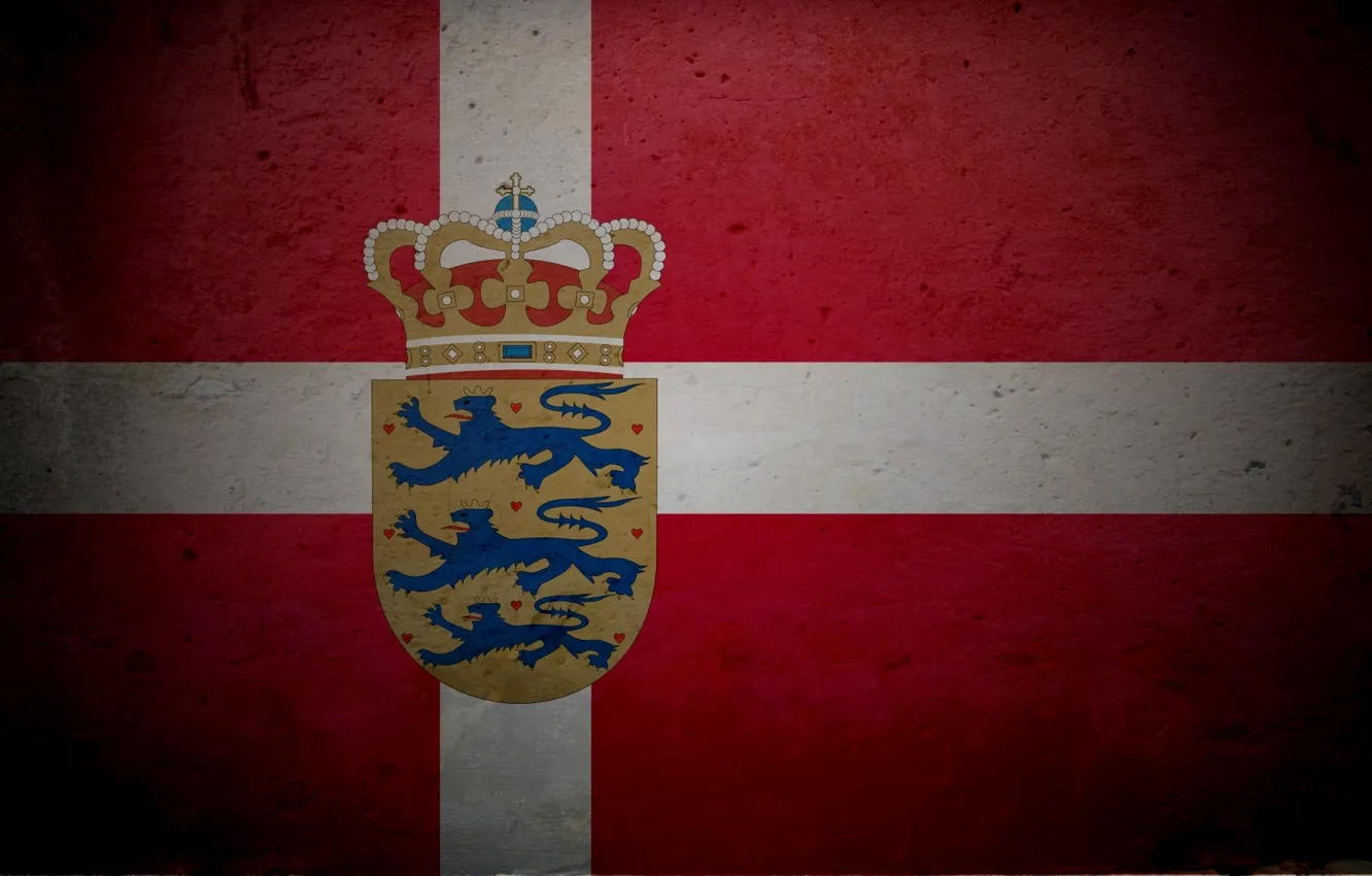 Photo wallpaper Denmark, flag, coat of arms