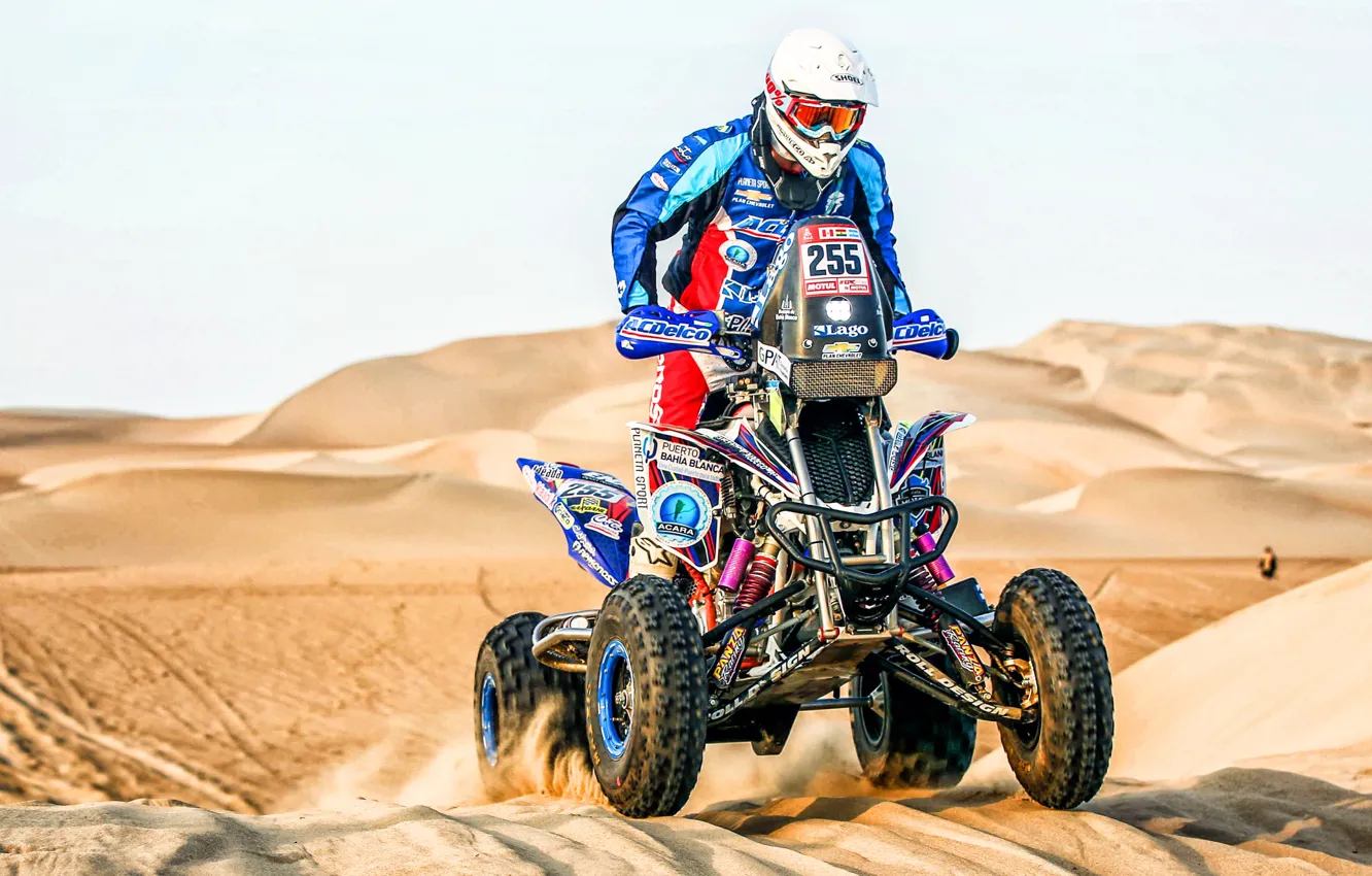 Photo wallpaper Sand, Speed, Race, ATV, Racer, Rally, Dakar, Dakar